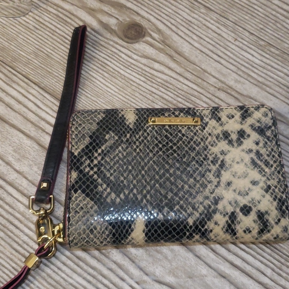 Stella & Dot snake skin leather print wallet wristlet